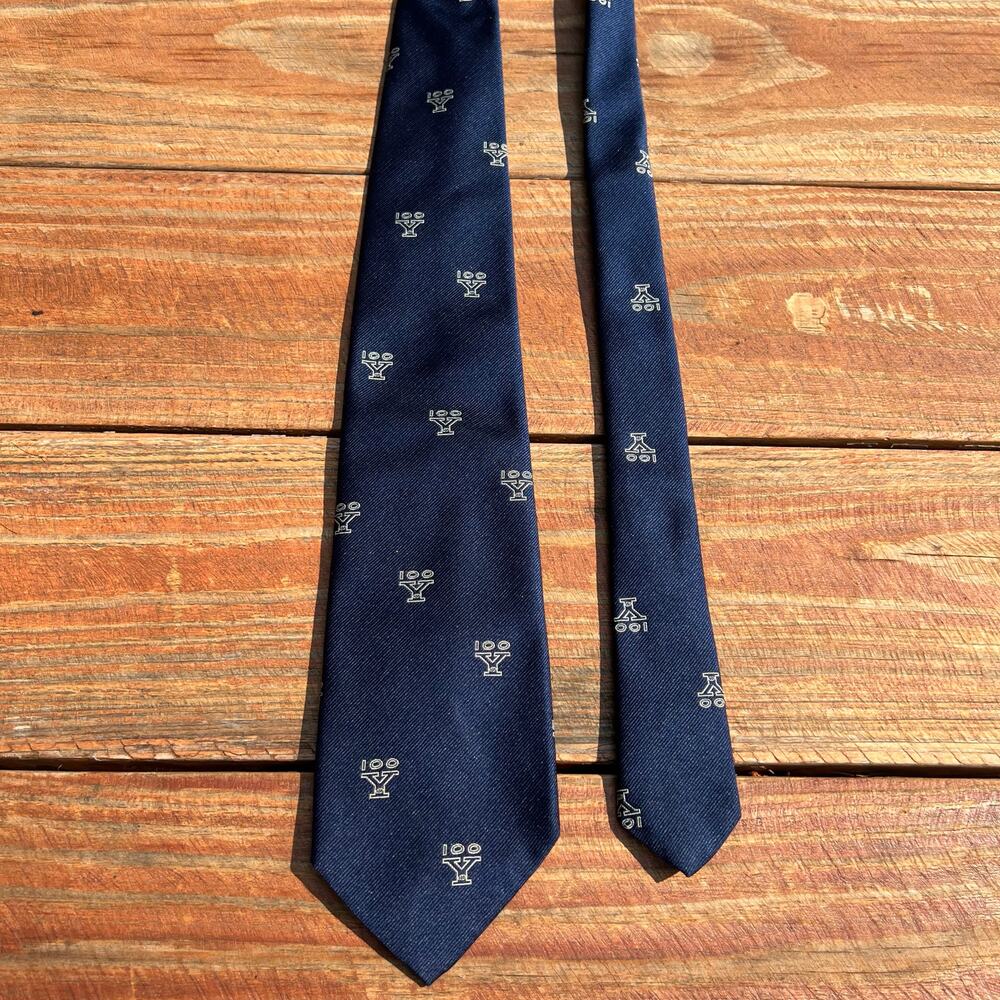 Vintage Yale Football Centennial Silk Tie 1972 | Navy Ivy League Rare LE Necktie